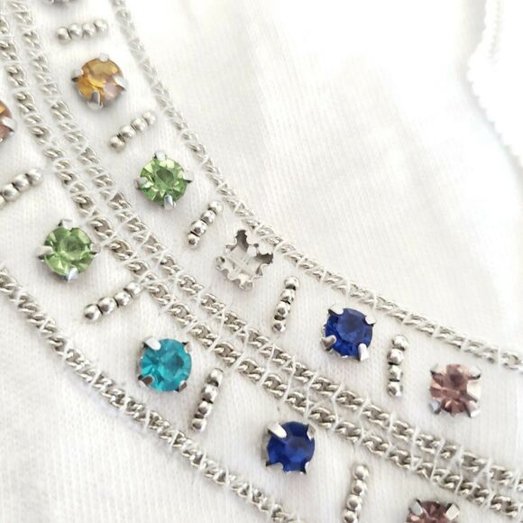 GENERATION LOVE Lucy rainbow studded tank top linen tee muscle t-shirt Sz XS NEW - Picture 6 of 8